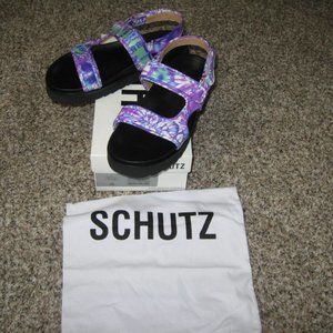 Schutz Multi Purple Footbed Slide Sandal NWT